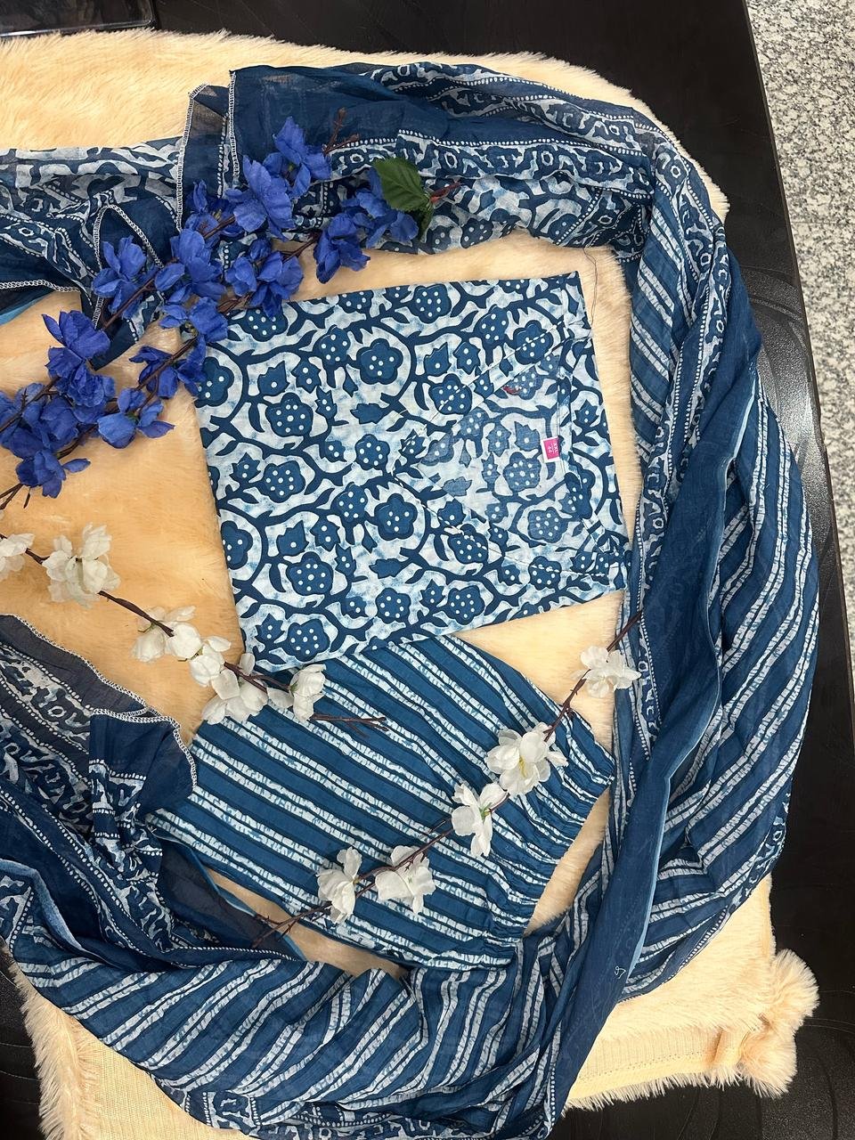 Printed Cotton Kurta Pant Dupatta Set